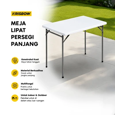 Gambar Krisbow Meja Lipat Rectangle 90x60 cm - Putih