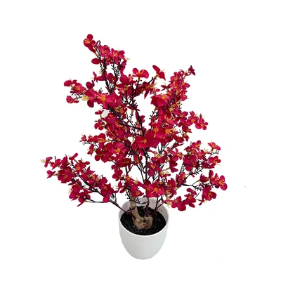 Gambar Forhom Bunga Artifisial Malus Dengan Pot 25x25x45 cm - Merah