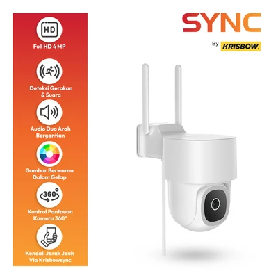 Gambar Krisbow Sync Smart IP Camera Outdoor Wifi PTZ G15 4 MP - Putih