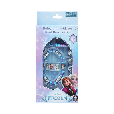 Gambar Disney Set Holographic Stiker & Bead Bracelet Frozen 110 Pcs - Mix