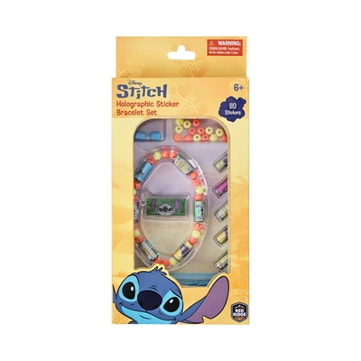 Gambar Disney Set Holographic Stiker & Bead Bracelet Stitch 110 Pcs - Mix