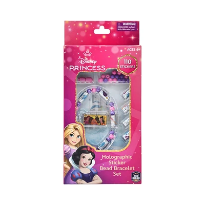Gambar Disney Set Holographic Stiker & Bead Bracelet Princess 110 Pcs - Mix