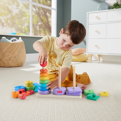 Gambar Fisher Price Stacking Shape Sorter Kayu Set 26 Pcs - Mix