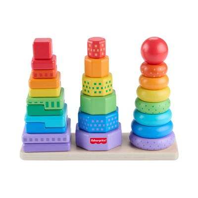 Gambar Fisher Price Stacking Shape Sorter Kayu Set 26 Pcs - Mix