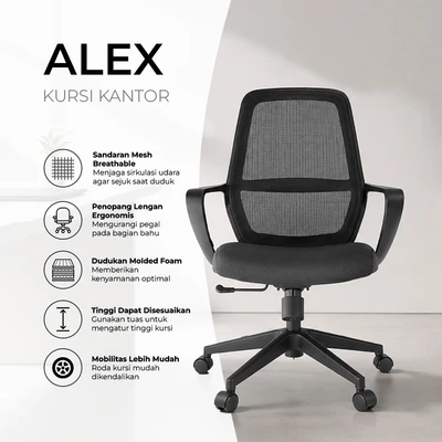 Gambar Informa Alex Kursi Kantor Sandaran Rendah - Hitam