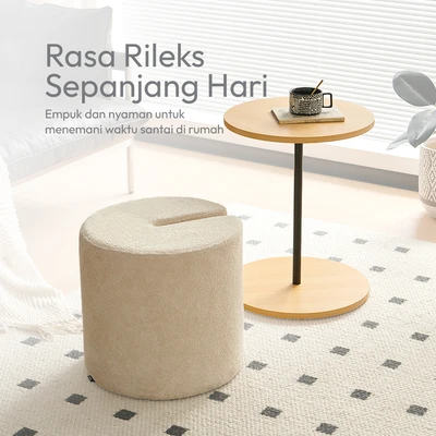 Gambar Informa Madeline Set Meja Sisi & Bangku Round - Krem