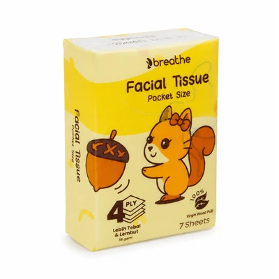 Gambar Breathe Tisu Wajah Pocket Size 4 ply 7 Lembar Set 12 pcs - Putih