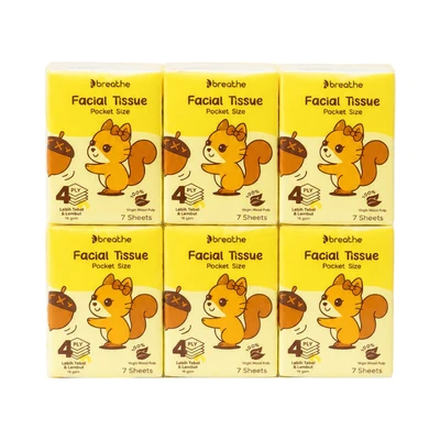 Gambar Breathe Tisu Wajah Pocket Size 4 ply 7 Lembar Set 12 pcs - Putih