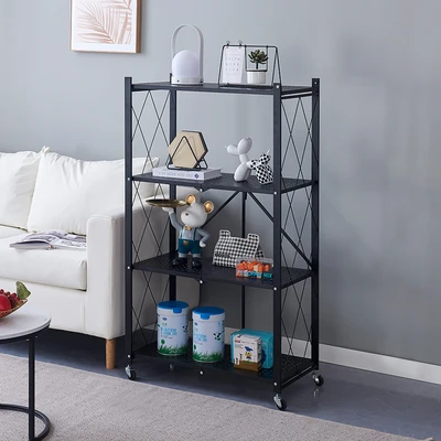 Gambar Stora Rak Penyimpanan 4 Tingkat Foldable 71x34x126 cm - Hitam