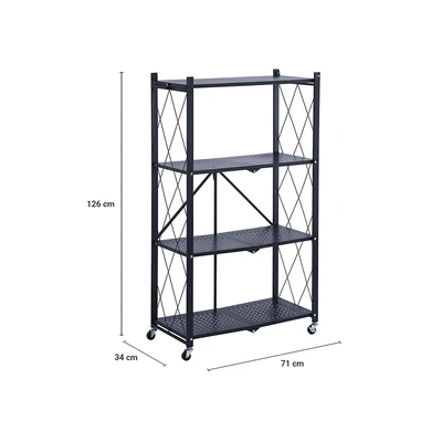Gambar Stora Rak Penyimpanan 4 Tingkat Foldable 71x34x126 cm - Hitam