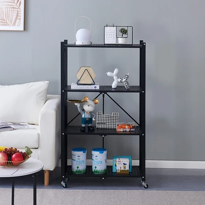 Gambar Stora Rak Penyimpanan 4 Tingkat Foldable 71x34x126 cm - Hitam