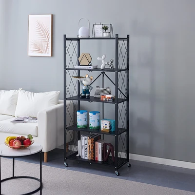 Gambar Stora Rak Penyimpanan 5 Tingkat Foldable 71x34x161 cm - Hitam