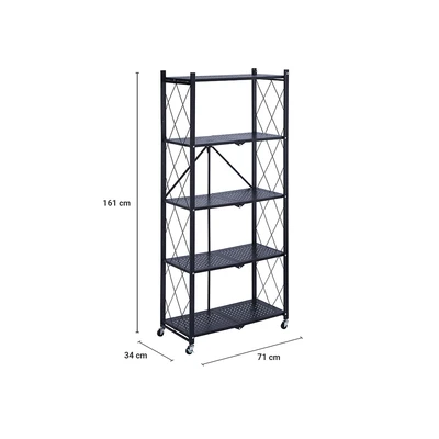 Gambar Stora Rak Penyimpanan 5 Tingkat Foldable 71x34x161 cm - Hitam