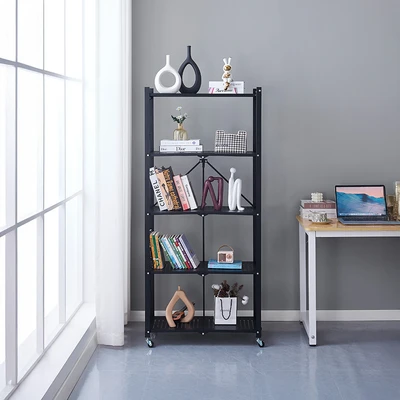 Gambar Stora Rak Penyimpanan 5 Tingkat Foldable 71x34x161 cm - Hitam