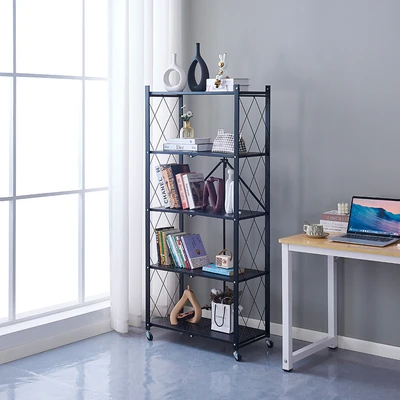 Gambar Stora Rak Penyimpanan 5 Tingkat Foldable 71x34x161 cm - Hitam