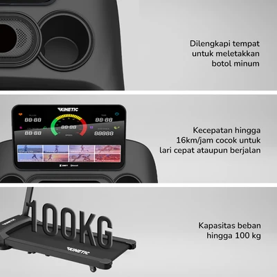 Gambar Kinetic Smart Motorized Treadmill 1.25 HP 15P V2 - Hitam