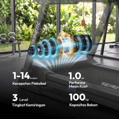 Gambar Kinetic Motorized Treadmill 1 HP 15P V2 - Hitam