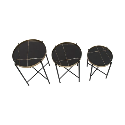 Gambar Selma Frenk Meja Sisi Set 3 pcs - Hitam