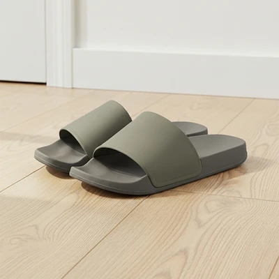 Gambar Ataru Sandal Slides Simple One Color Ukuran 44/45 - Abu-Abu