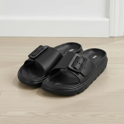 Gambar Ataru Sandal Slides Big Buckle Thick Ukuran 41 - Hitam