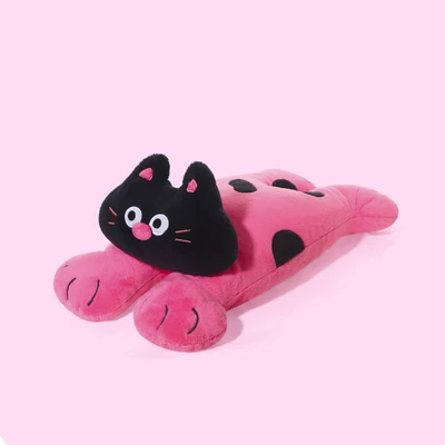 Gambar Hugs To You Boneka Plush Belly Black Cat - Pink/hitam