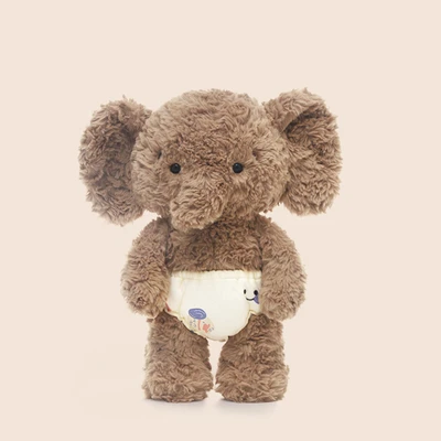 Gambar Hugs To You Boneka Plush Shy Elephant - Cokelat