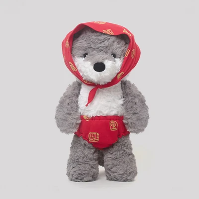 Gambar Hugs To You Boneka Plush Shy Wolf - Putih/abu-abu