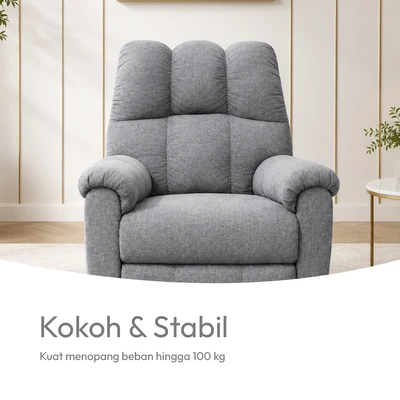 Gambar Ashley Raulo-3 Sofa Recliner Fabric 1 Seater - Abu-Abu
