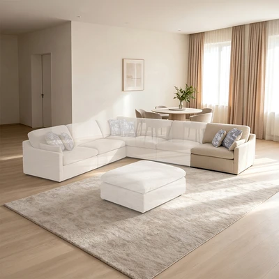 Gambar Ferrara Neo Colombus Sofa Modular Kiri Fabric 1 Seater - Krem Beige