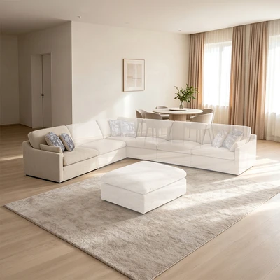 Gambar Ferrara Neo Colombus Sofa Modular Kanan Fabric1 Seater - Krem Beige