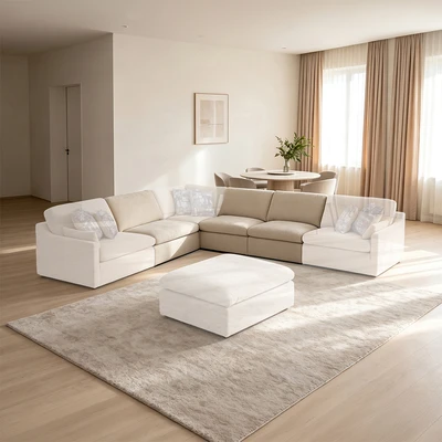 Gambar Ferrara Neo Colombus Sofa Modular Armless Fabric 1 Seater - Krem Beige