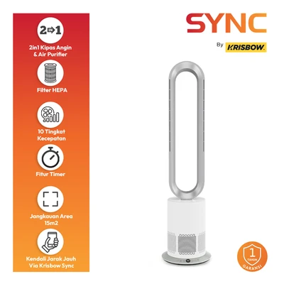 Gambar Krisbow Sync Air Purifier 15 m2 CADR 93 m3/jam - Putih