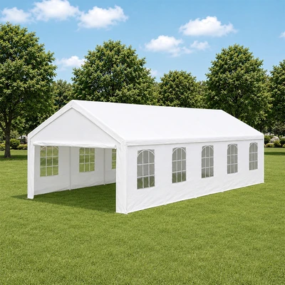 Gambar Krisbow Tenda Roder Knock Down Dengan 4 Sidewall 4x10 Meter - Putih
