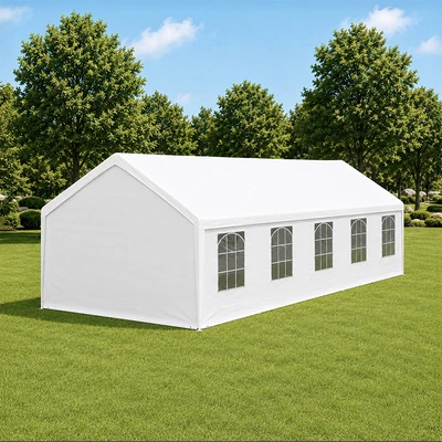 Gambar Krisbow Tenda Roder Knock Down Dengan 4 Sidewall 4x10 Meter - Putih