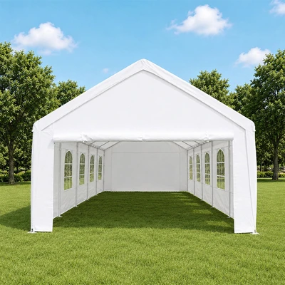 Gambar Krisbow Tenda Roder Knock Down Dengan 4 Sidewall 4x10 Meter - Putih