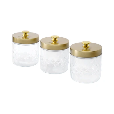 Gambar Culinart Artic Stoples Kaca 550 ml Set 3 pcs Transparan - Gold