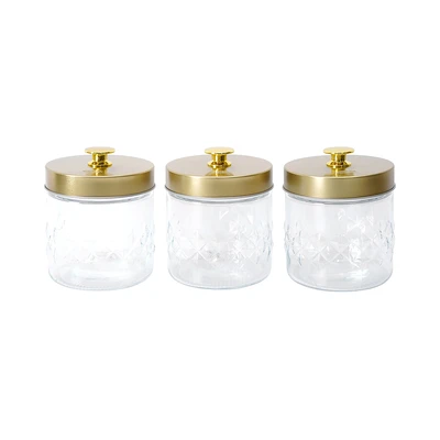 Gambar Culinart Artic Stoples Kaca 550 ml Set 3 pcs Transparan - Gold