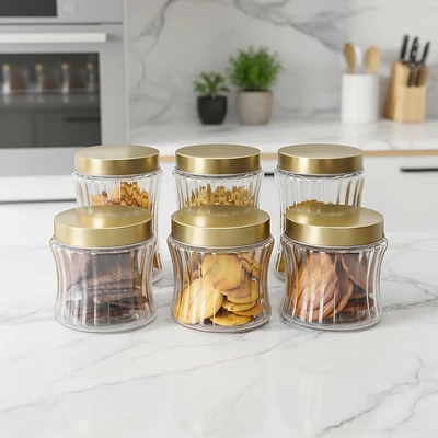 Gambar Culinart Icy Stoples Kaca Set 6 pcs Transparan - Gold