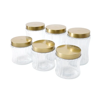 Gambar Culinart Icy Stoples Kaca Set 6 pcs Transparan - Gold