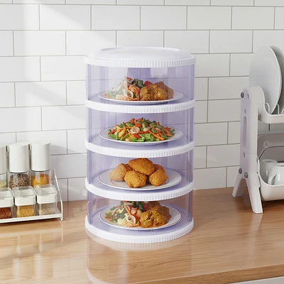 Gambar Culinart Bezas Tudung Saji Susun 4 Tingkat Plastik 26x26x40.5 cm - Putih