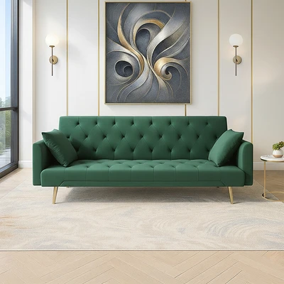 Gambar Informa Raya Sofa Bed Fabric Velvet - Hijau