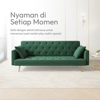 Gambar Informa Raya Sofa Bed Fabric Velvet - Hijau