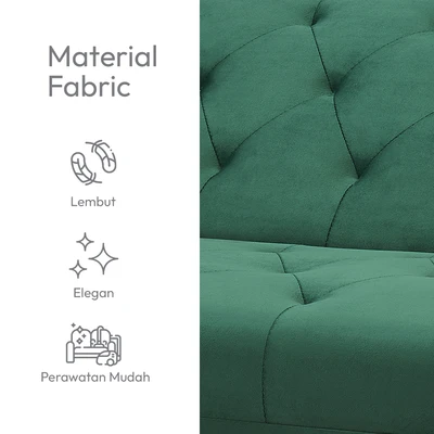 Gambar Informa Raya Sofa Bed Fabric Velvet - Hijau