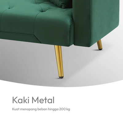 Gambar Informa Raya Sofa Bed Fabric Velvet - Hijau