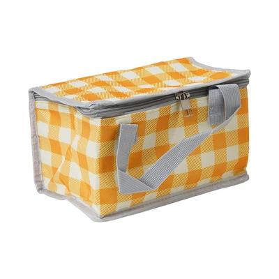 Gambar Ataru Tas Bekal Makanan Thermal Polyester Rectangular Checkered - Kuning