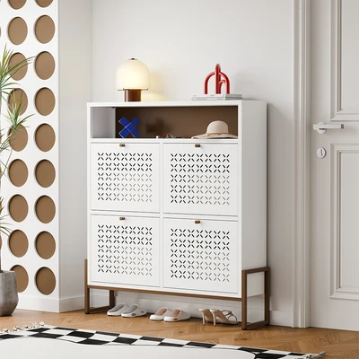 Gambar Stora Famora Kabinet Sepatu 4 Pintu 106x24x118 cm - Putih