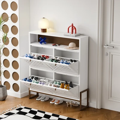 Gambar Stora Famora Kabinet Sepatu 4 Pintu 106x24x118 cm - Putih