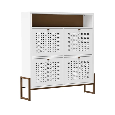 Gambar Stora Famora Kabinet Sepatu 4 Pintu 106x24x118 cm - Putih