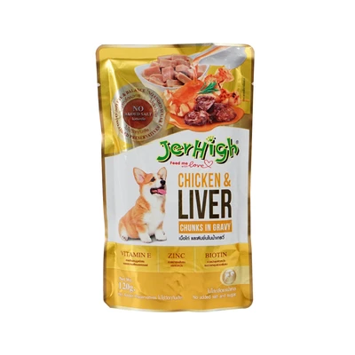 Gambar Jerhigh Makanan Anjing Basah Chicken & Liver Pouch 120 gr