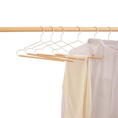 Gambar Stora Hanger Baju Basic Dengan Bar Kayu 42 cm Set 3 pcs - Putih Ivory